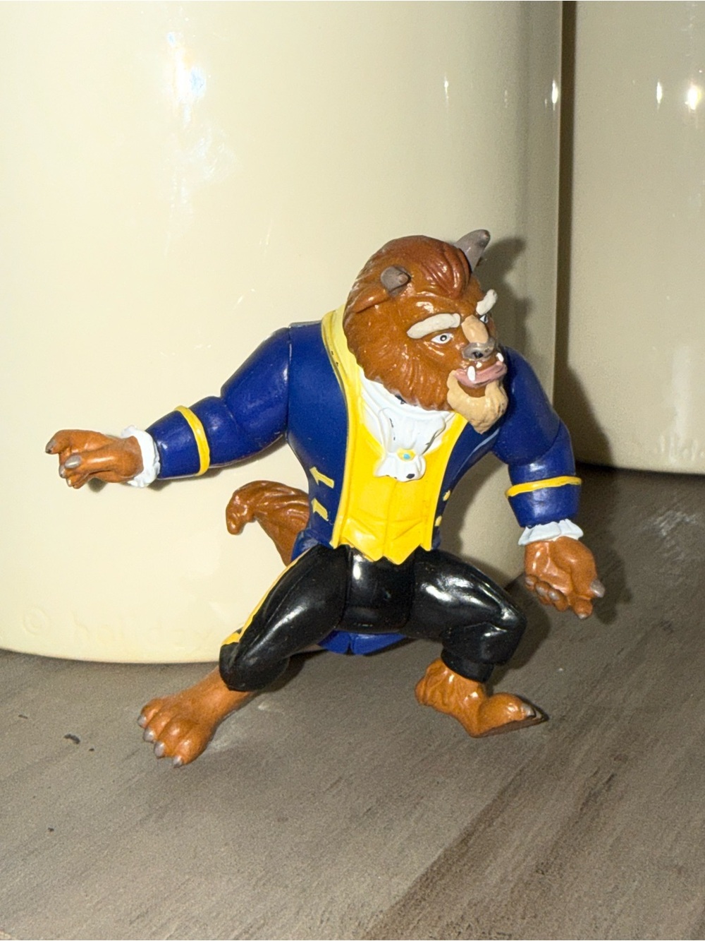 Disney Beauty & The Beast Beast Figurine Blue Jacket Yellow Vest